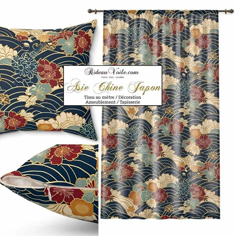 Tissu imprimé exotique tropical Japonais mètre décoration intérieur rideau sur mesure
