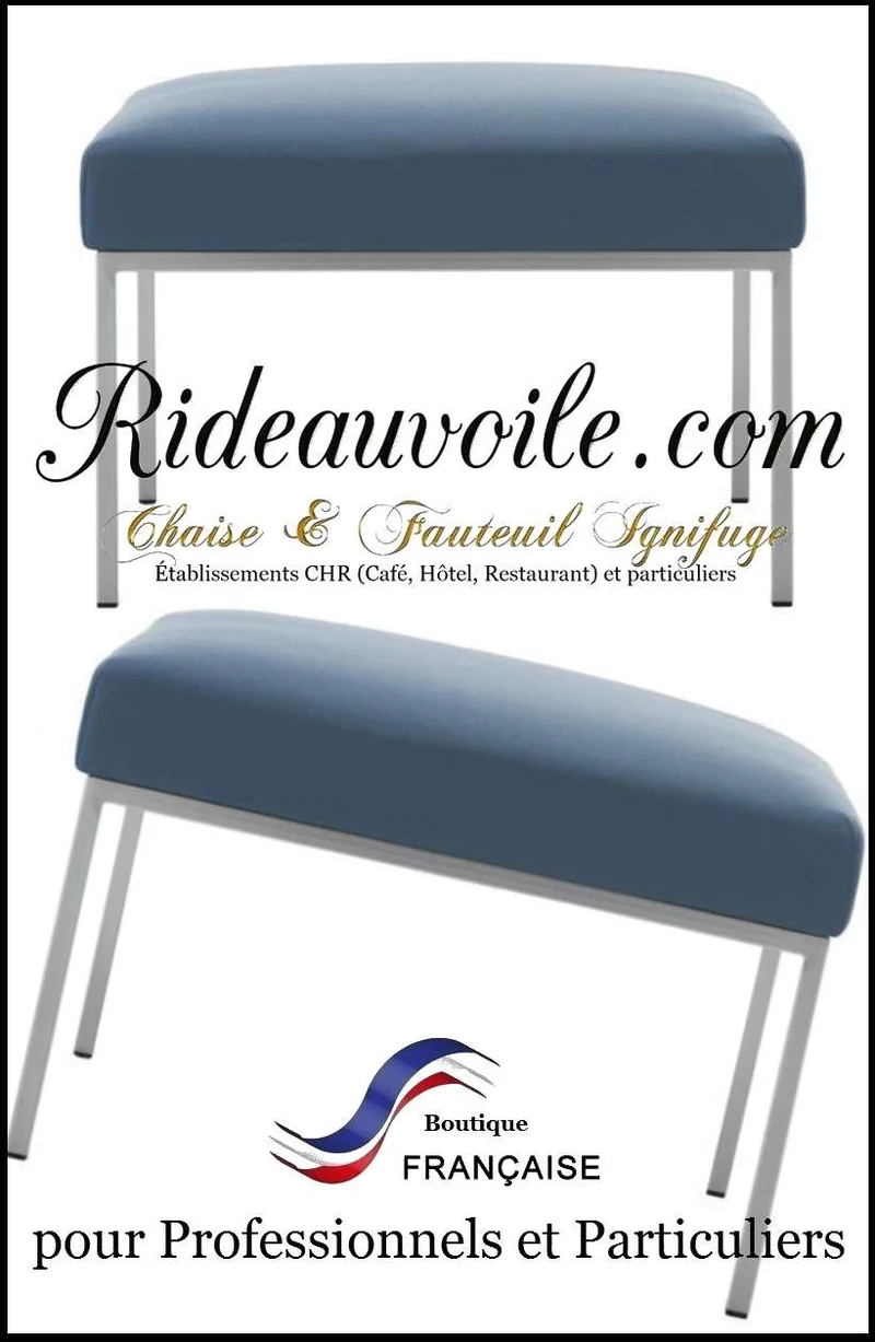 Architecte tapissier tissu ignifuge mètre Bleu gris Hôtel Restaurant siège fauteuil ignifuge pouf