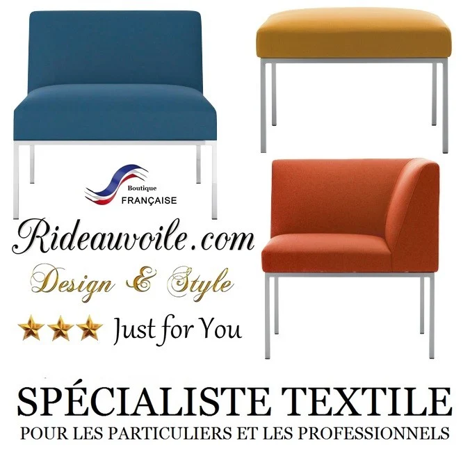 Architecte tapissier tissu ignifuge mètre Bleu gris Hôtel Restaurant siège fauteuil ignifuge pouf