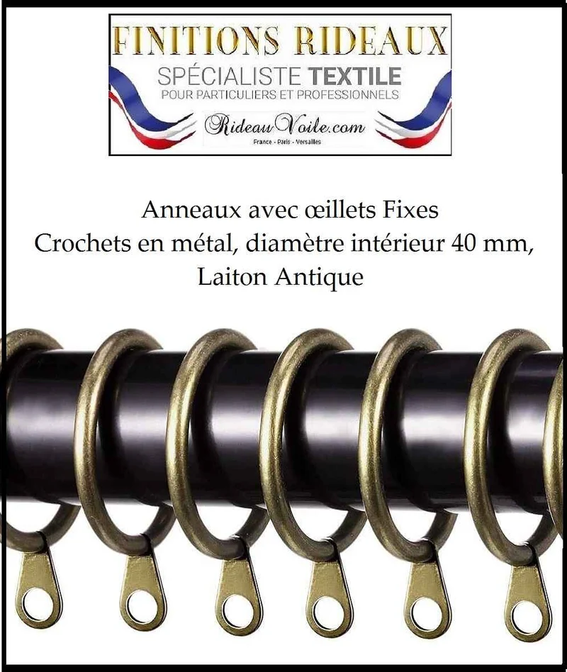 Confection rideau sur mesure finition Crochets métal, Anneaux œillets laiton