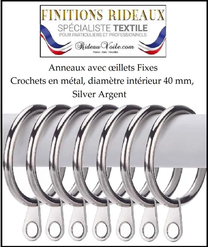 Comment choisir finition Crochets métal à Rideaux Anneaux œillets Fixes, Argent