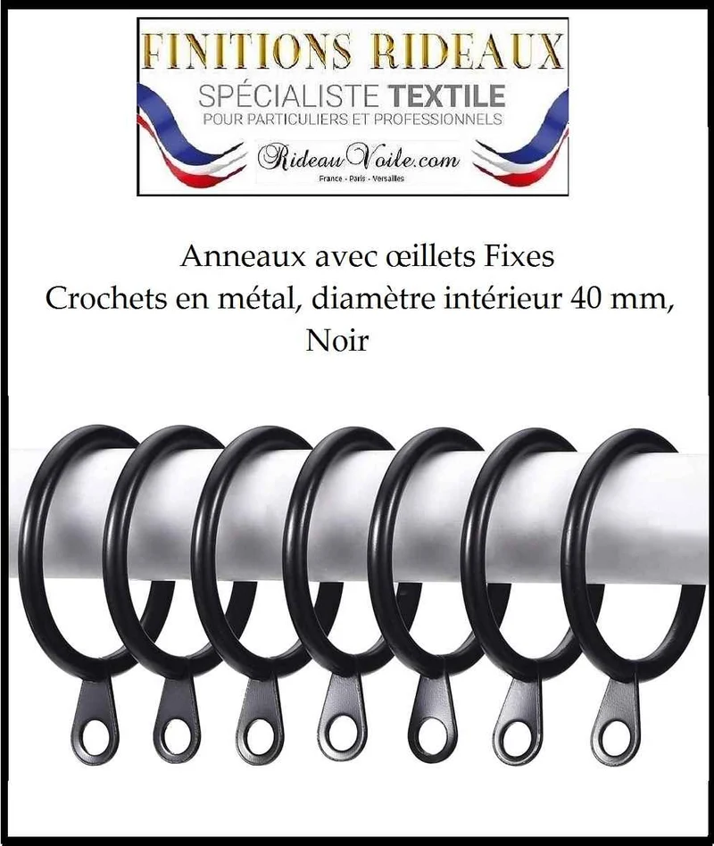 Comment choisir finition Crochets métal à Rideaux Anneaux œillets Fixes, noir