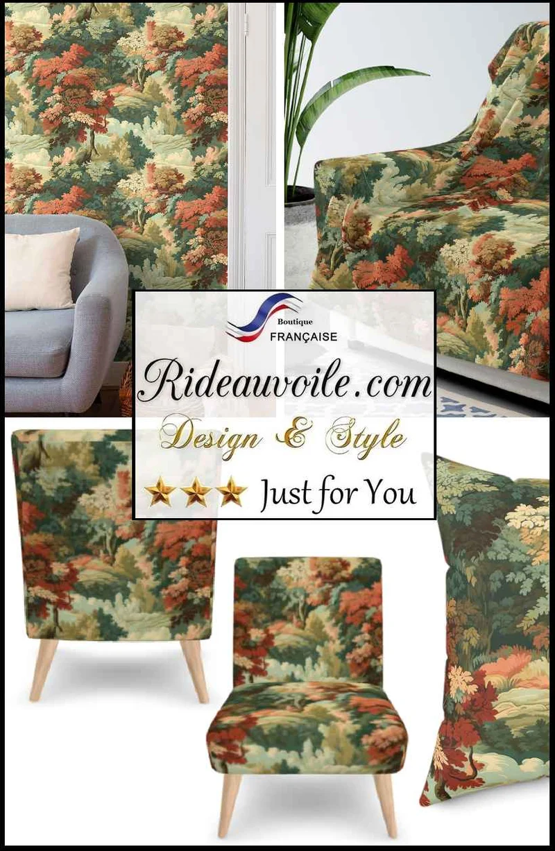 Tissu ameublement tapisserie paysage proantic Gobelin vintage au mètre rideau