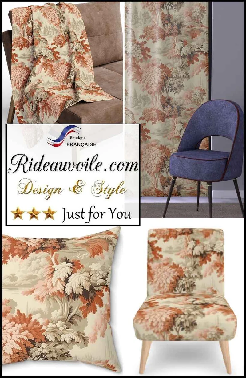 Tissu ameublement tapisserie paysage proantic style Gobelin vintage au mètre rideau