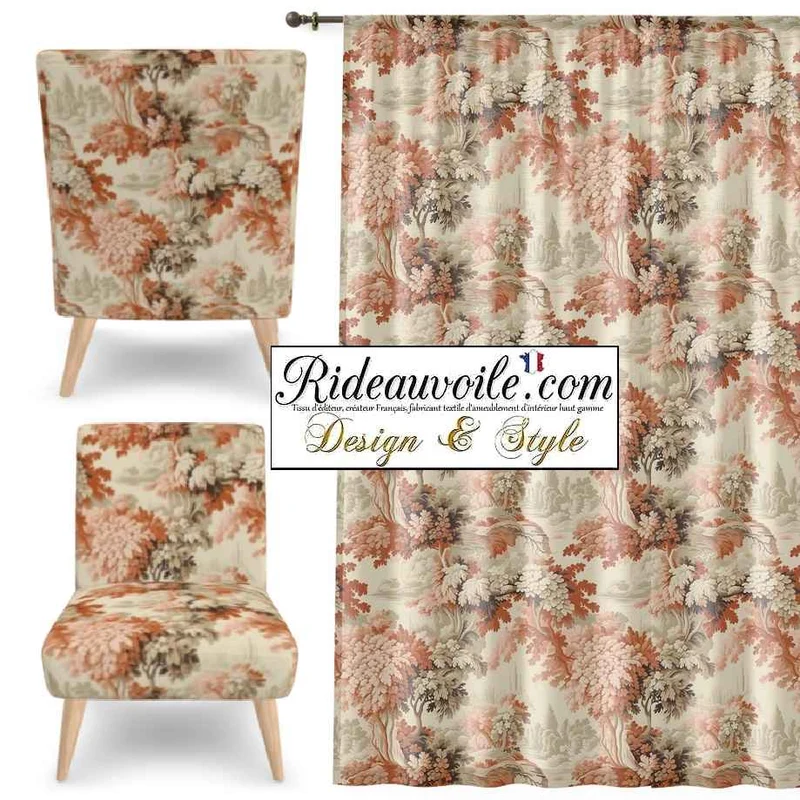 Tissu ameublement tapisserie paysage proantic style Gobelin vintage au mètre rideau