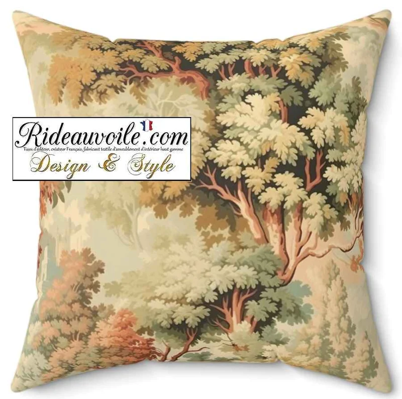 Tissu ameublement tapisserie ancienne paysage arboré style Gobelin au mètre rideau
