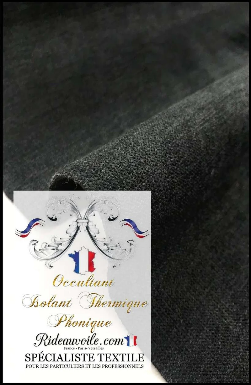 Tissu ameublement isolation thermique phonique occultant noir mètre