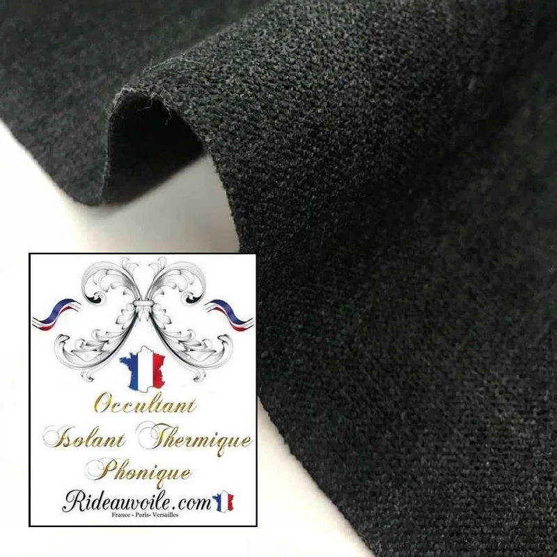Tissu ameublement isolation thermique phonique occultant noir mètre