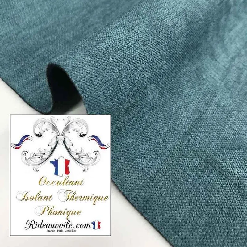 Tissu ameublement thermique mètre Rideau occultant isolation phonique bleu canard