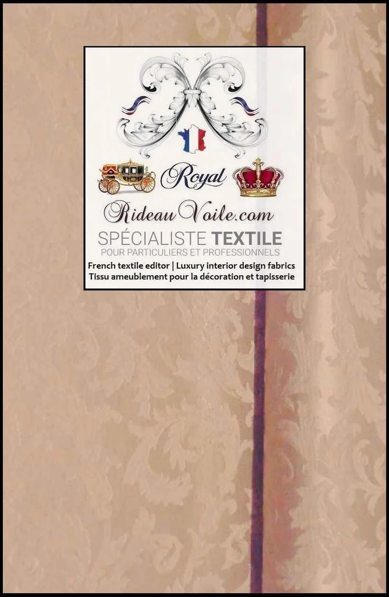 Tissu Damasco Saumon mètre grande largeur 330cm Jacquard ORNEMENT Baroque rideau