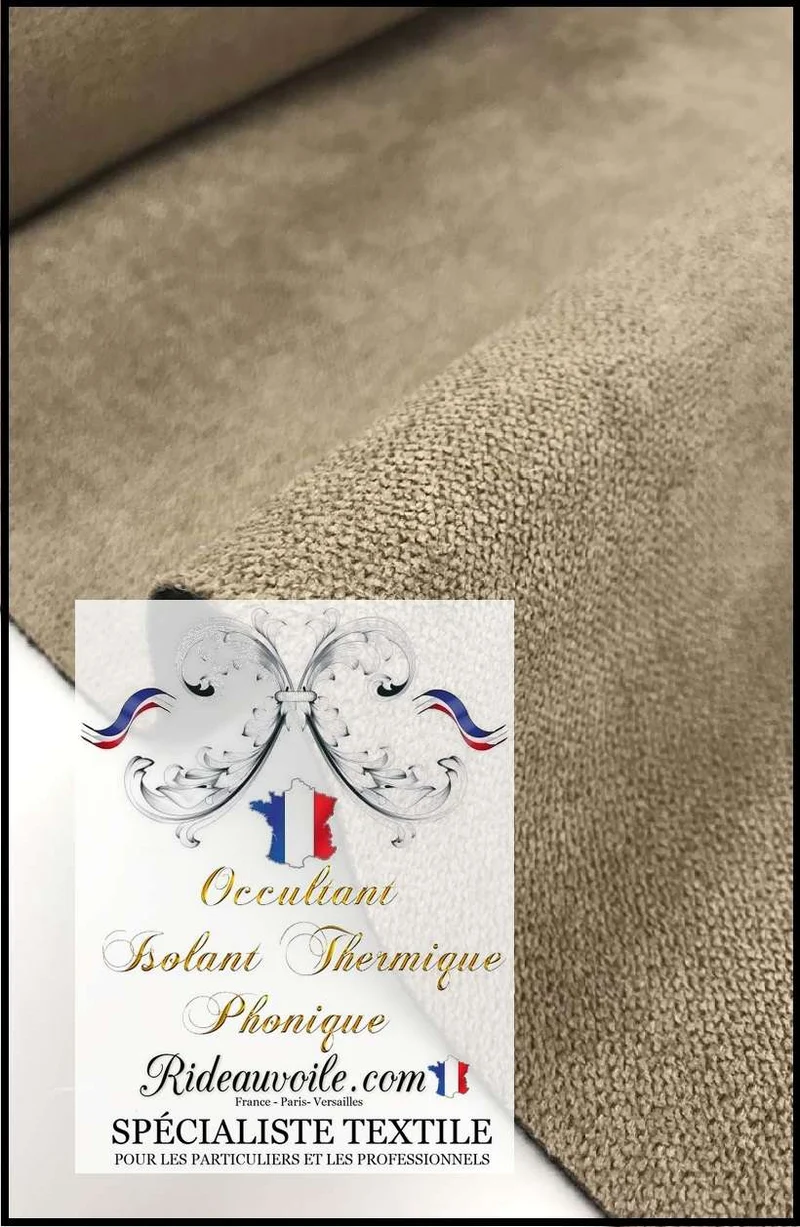 Tissu velours doublé polaire ameublement occultant thermique phonique mètre rideau