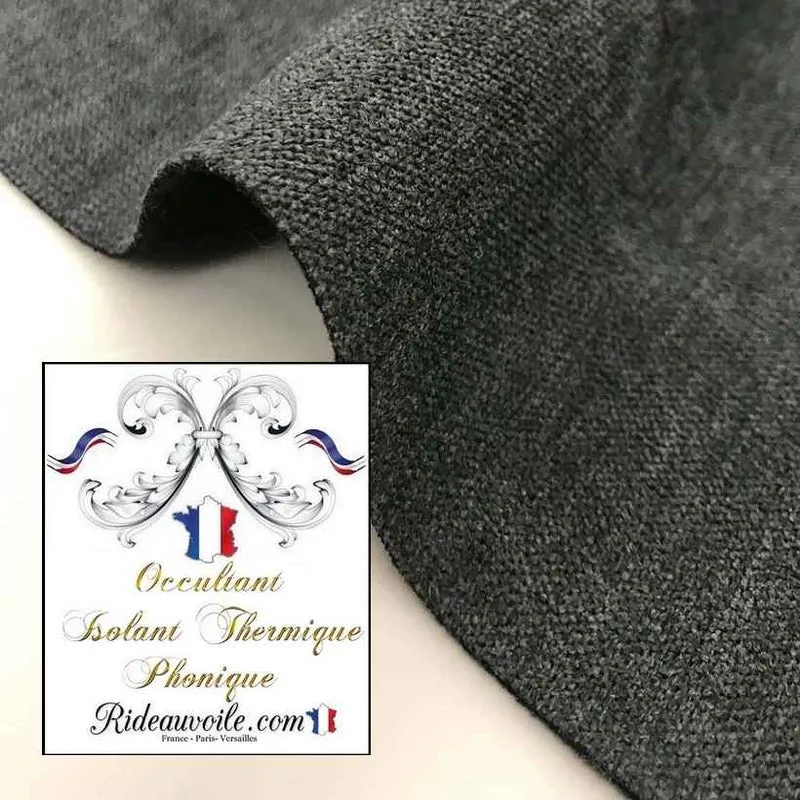 Tissu velours ameublement gris anthracite occultant thermique phonique mètre rideau