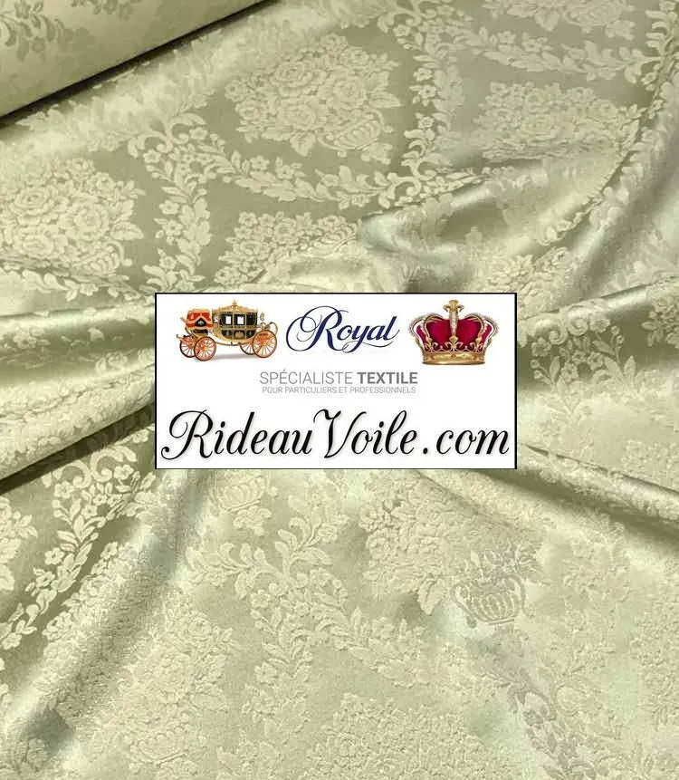 Tissu ameublement Damasco Jacquard mètre 280cm Baroque floral rideau vert