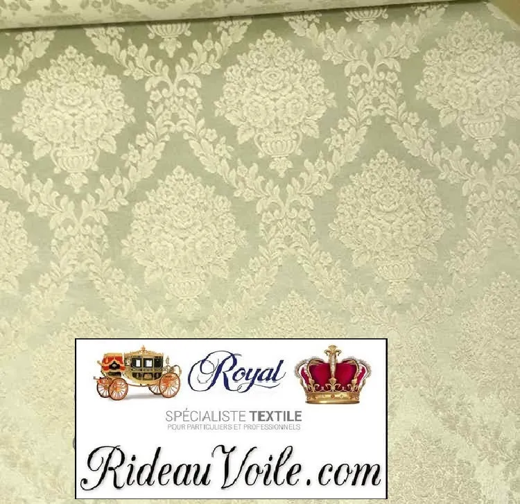 Tissu ameublement Damasco Jacquard mètre 280cm Baroque floral rideau vert