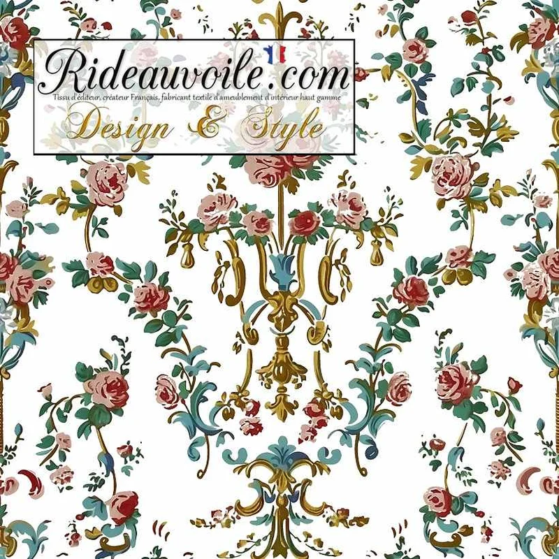 Tissu d'ameublement de luxe damassé Baroque Rococo floral mètre rideau meuble