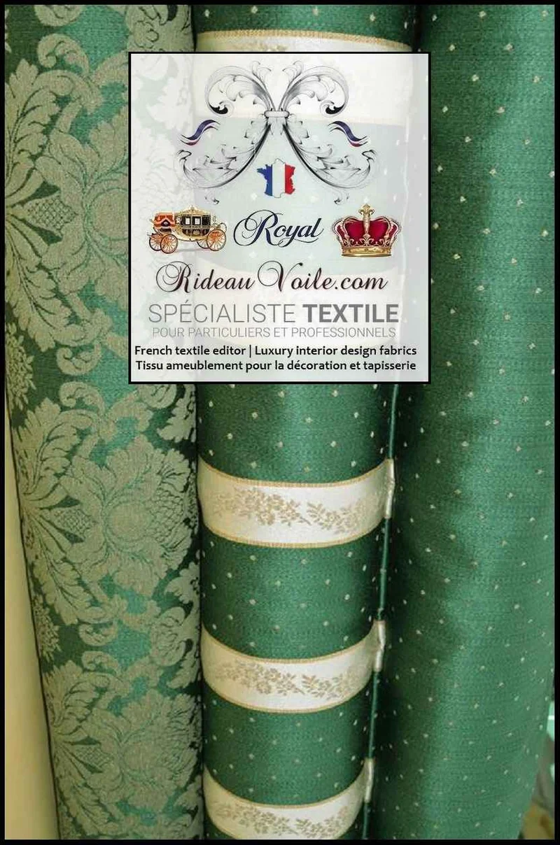 Maison éditeur Textile ameublement Jacquard vert mètre rayures Damasco Baroque