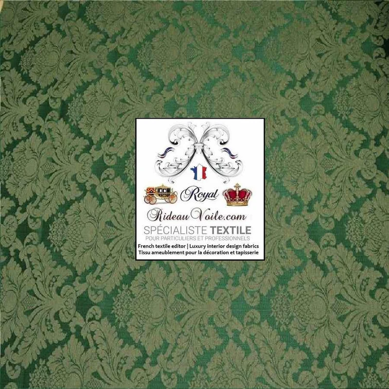 Maison éditeur Textile ameublement Jacquard vert mètre rayures Damasco Baroque