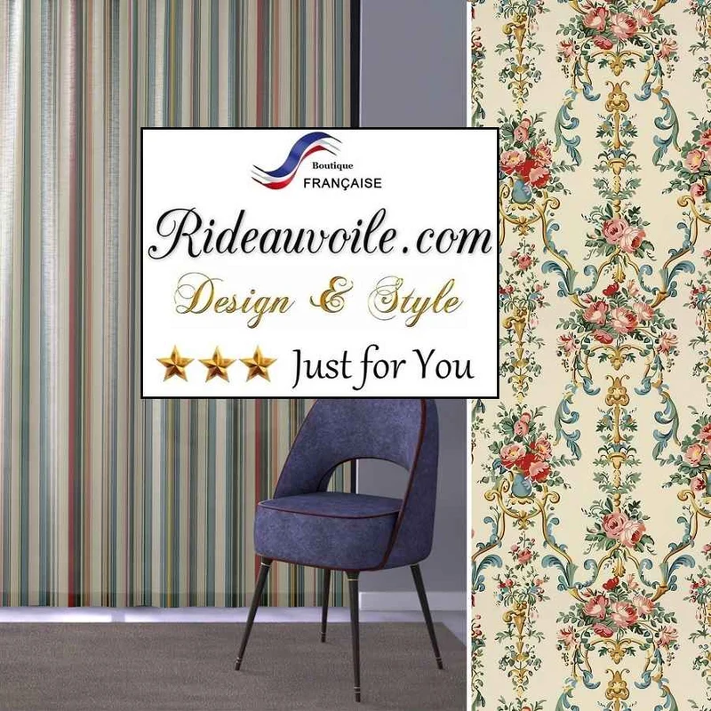 Tissu Beige Baroque ameublement Jacquard rayé rayure Rococo ligne mètre rideau
