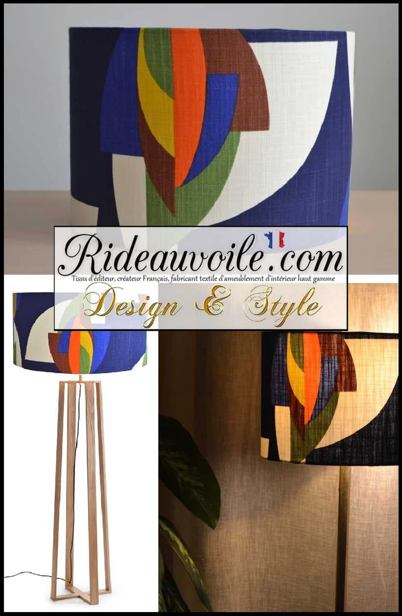 Boutique Abat-jour tissu coton motif rétro sur commande Luminaire sur mesure