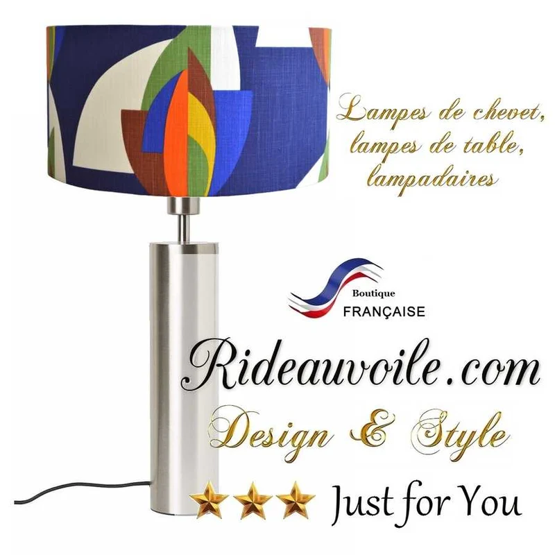 Boutique Abat-jour tissu coton motif rétro sur commande Luminaire sur mesure