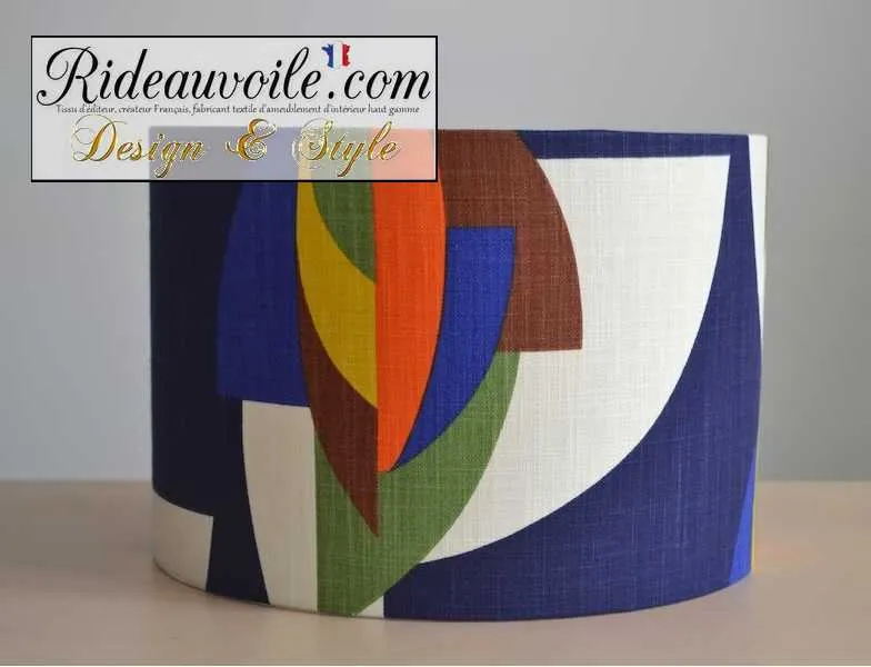Boutique Abat-jour tissu coton motif rétro sur commande Luminaire sur mesure