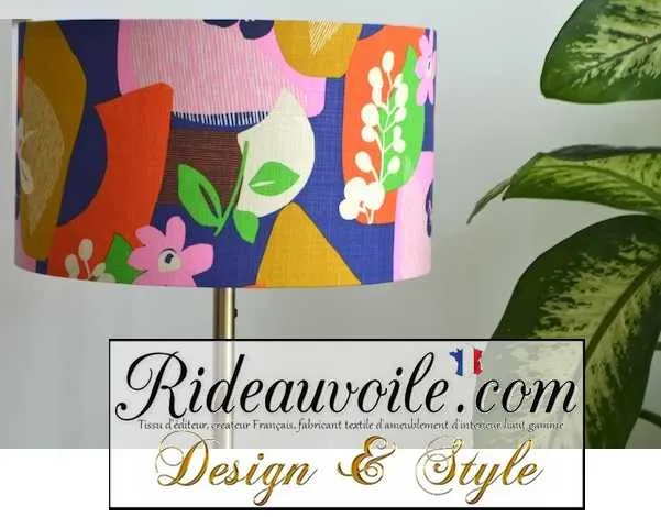 Boutique Luminaire sur mesure Abat-jour tissu coton motif floral rétro sur commande