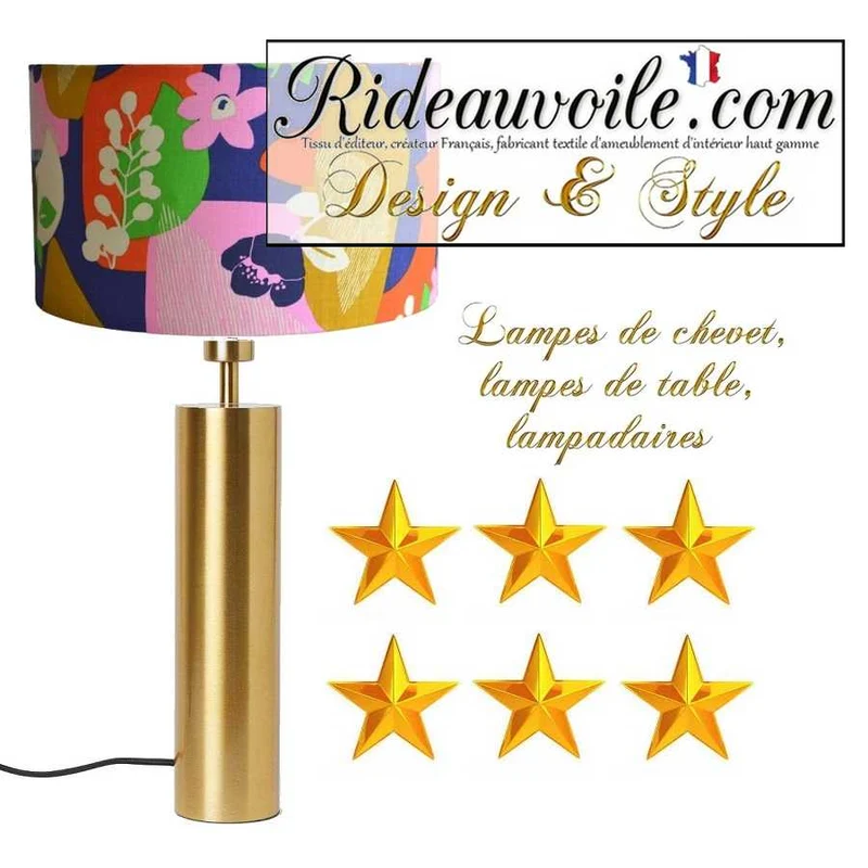 Boutique Luminaire sur mesure Abat-jour tissu coton motif floral rétro sur commande