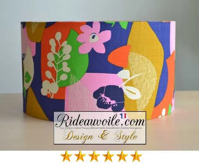 Boutique Luminaire sur mesure Abat-jour tissu coton motif floral rétro sur commande