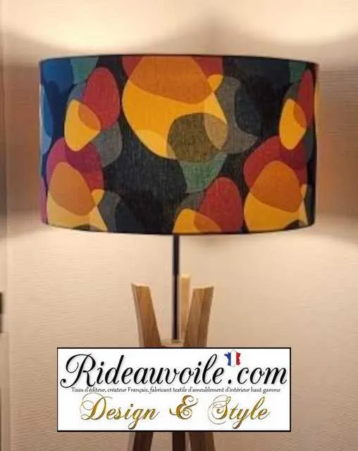 Luminaire sur mesure Abat-jour tissu coton motif art abstrait rétro coloré sur commande