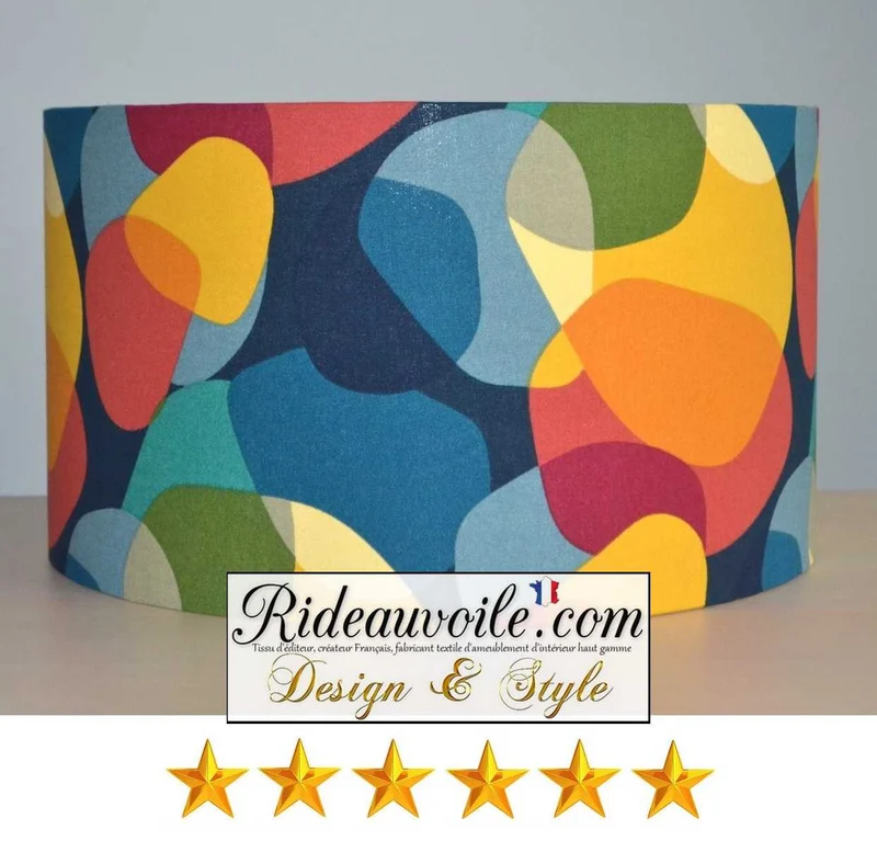 Luminaire sur mesure Abat-jour tissu coton motif art abstrait rétro coloré sur commande