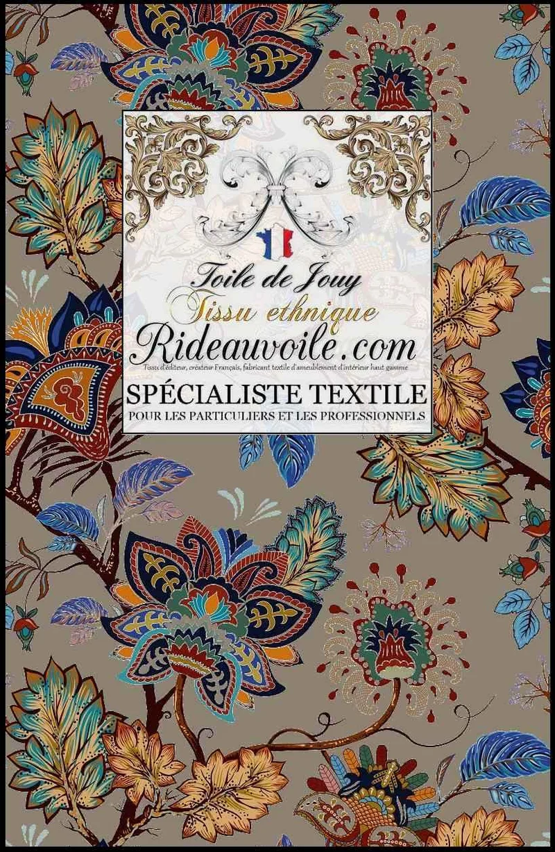 Tissus ameublement ethnique Toile de Jouy JAIPUR Batik Sari indien Paisley mètre
