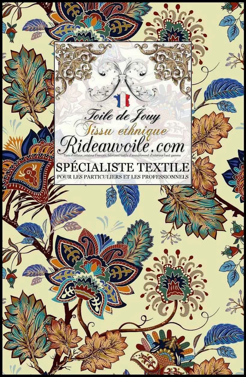 Atelier décoration d'intérieur confection sur mesure Toile de Jouy JAIPUR Batik mètre