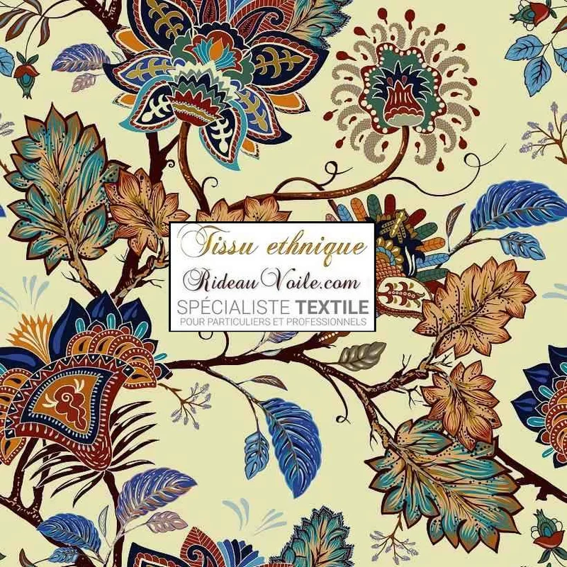 Atelier décoration d'intérieur confection sur mesure Toile de Jouy JAIPUR Batik mètre