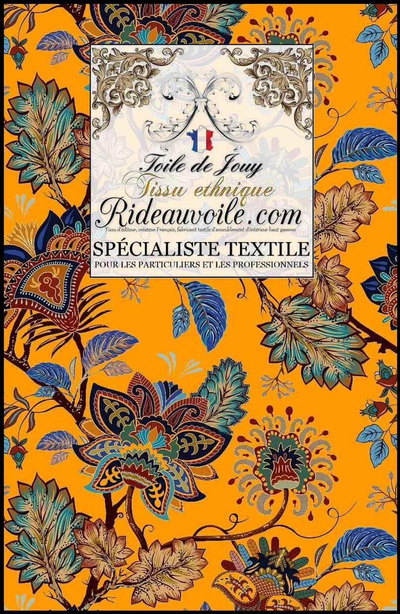 Tissu éditeur Tapissier Abats jours SUR MESURE Toile de Jouy JAIPUR Batik Paisley