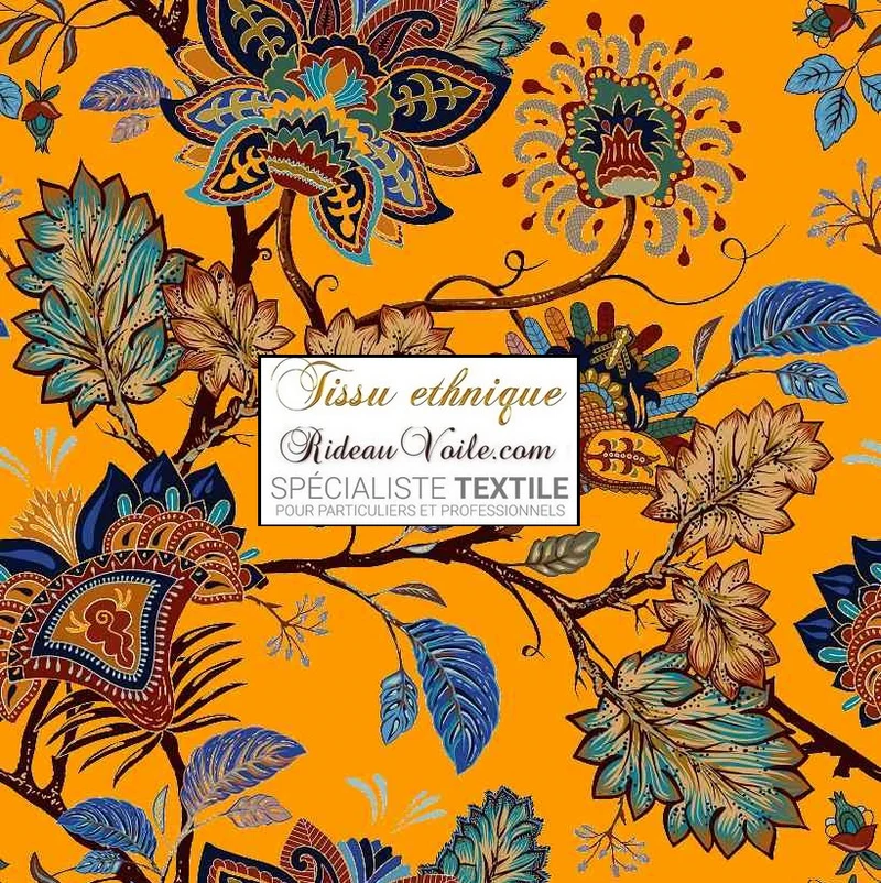 Tissu éditeur Tapissier Abats jours SUR MESURE Toile de Jouy JAIPUR Batik Paisley