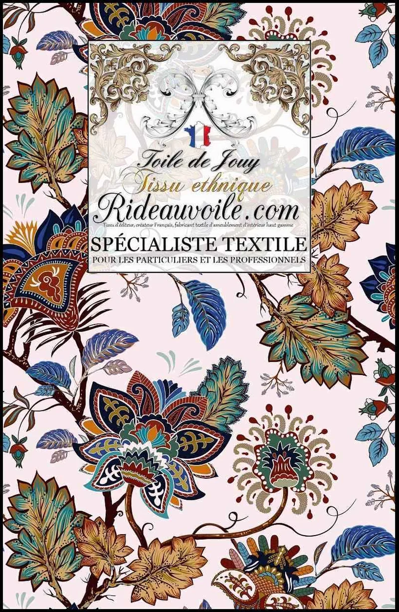 Tissus, Papiers Peints, Abats jours SUR MESURE Toile de Jouy JAIPUR Batik Paisley