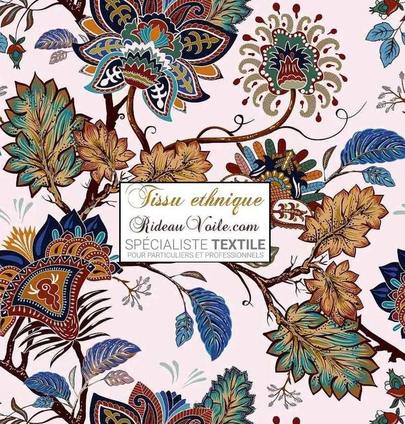 Tissus, Papiers Peints, Abats jours SUR MESURE Toile de Jouy JAIPUR Batik Paisley