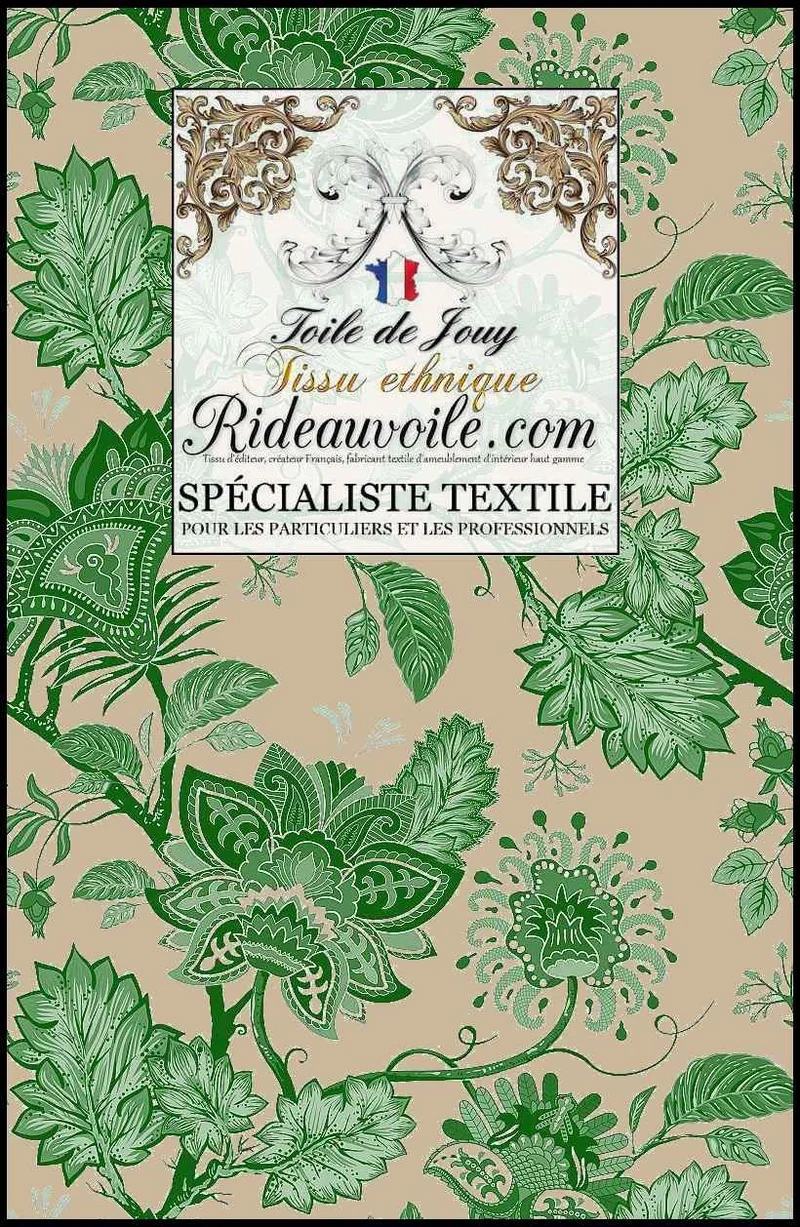 Vente tissus d'éditeurs ameublement design Toile de Jouy JAIPUR Art Batik Paisley
