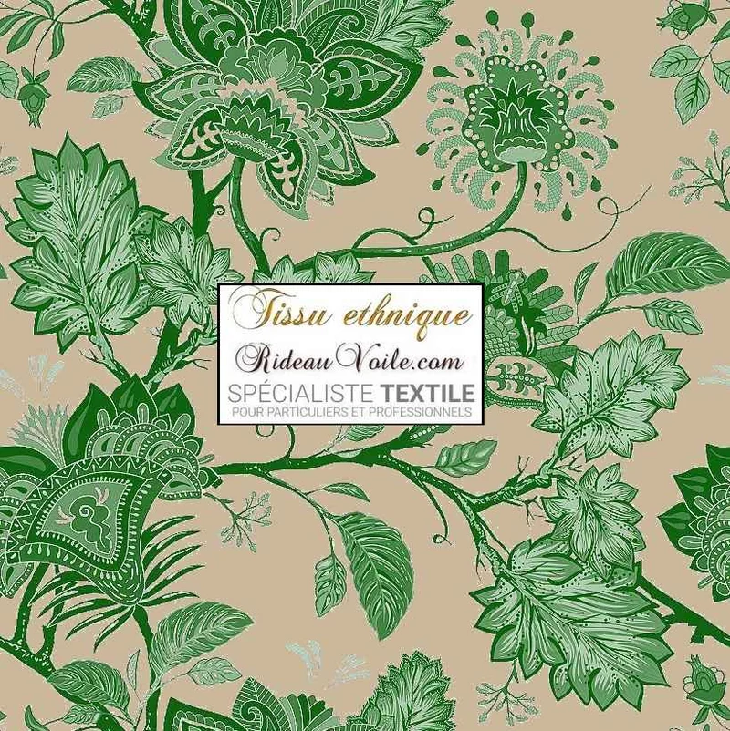 Vente tissus d'éditeurs ameublement design Toile de Jouy JAIPUR Art Batik Paisley