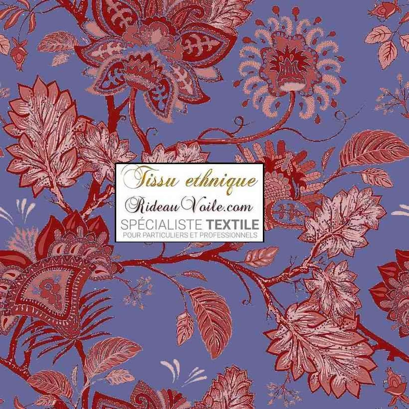 Imprimé Toile de Jouy JAIPUR Batik Paisley rouge mètre | Editeur Tissus, Papiers Peints