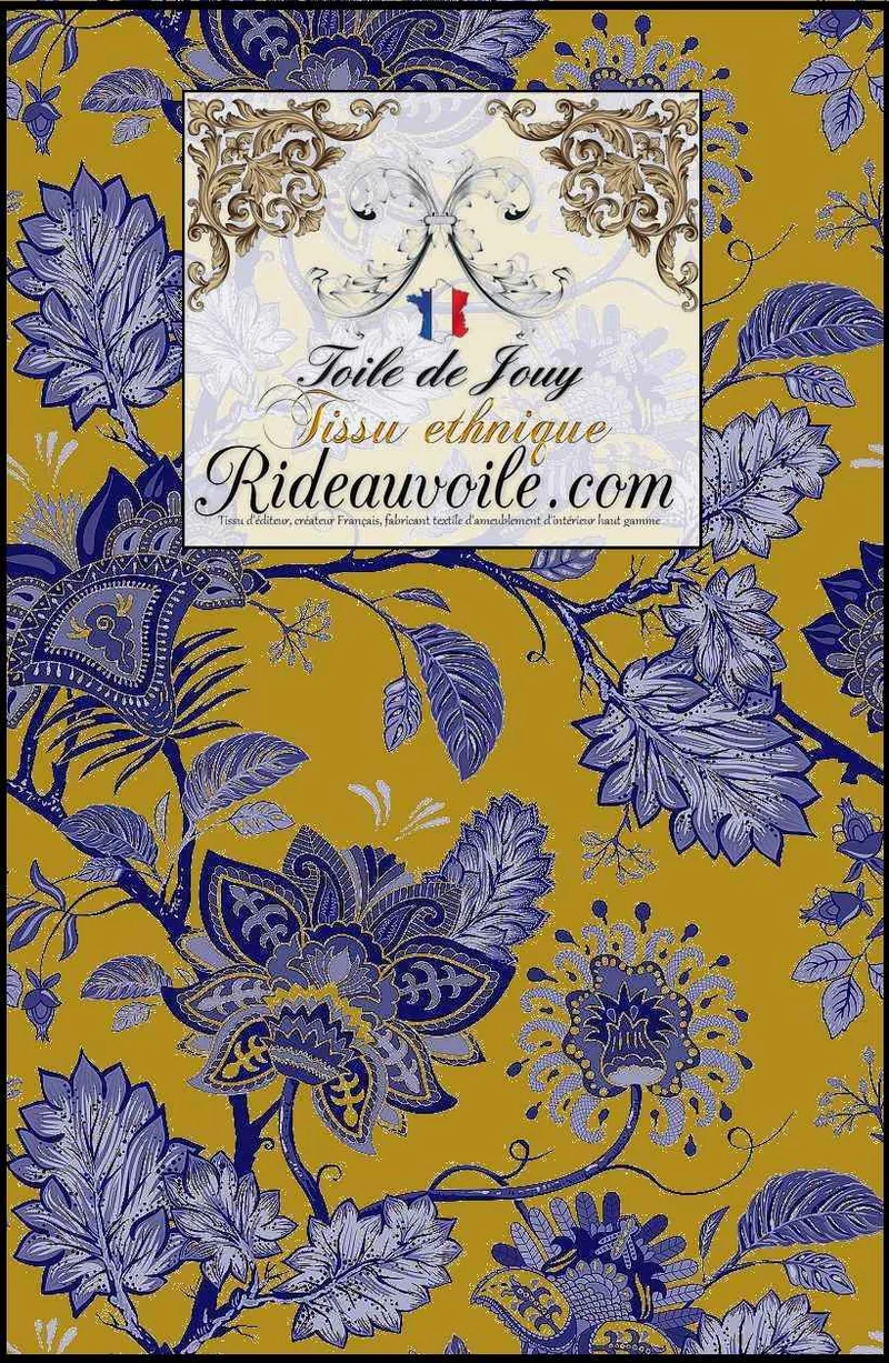 Boutique Indiennes Paisley Toile de Jouy JAIPUR textile ameublement mètre bleu vert