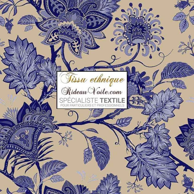 Editeur textile ameublement Français cachemire Paisley Toile de Jouy JAIPUR mètre