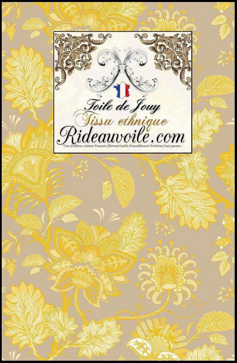 Toile de Jouy inspiration cachemire Paisley imprimé Indiennes JAIPUR mètre & rideau