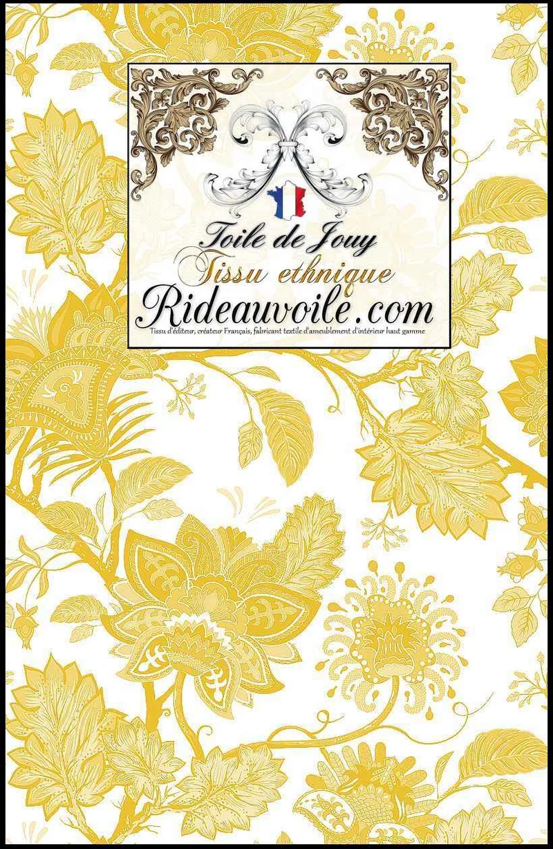 Toile de Jouy jaune ameublement Paisley imprimé Indiennes JAIPUR mètre & rideau