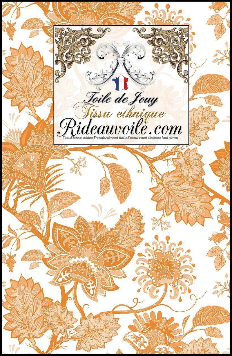 Toile de Jouy ameublement motif Paisley imprimé Indiennes JAIPUR mètre & rideau