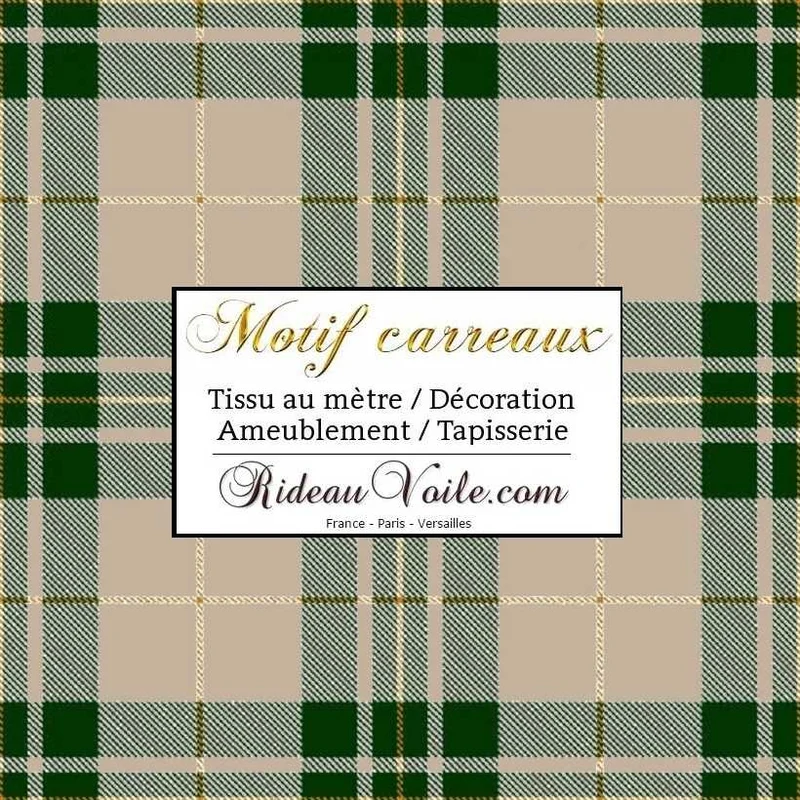 Tissu lainage ameublement chalet montagne déco écossais tartan carreaux vert mètre
