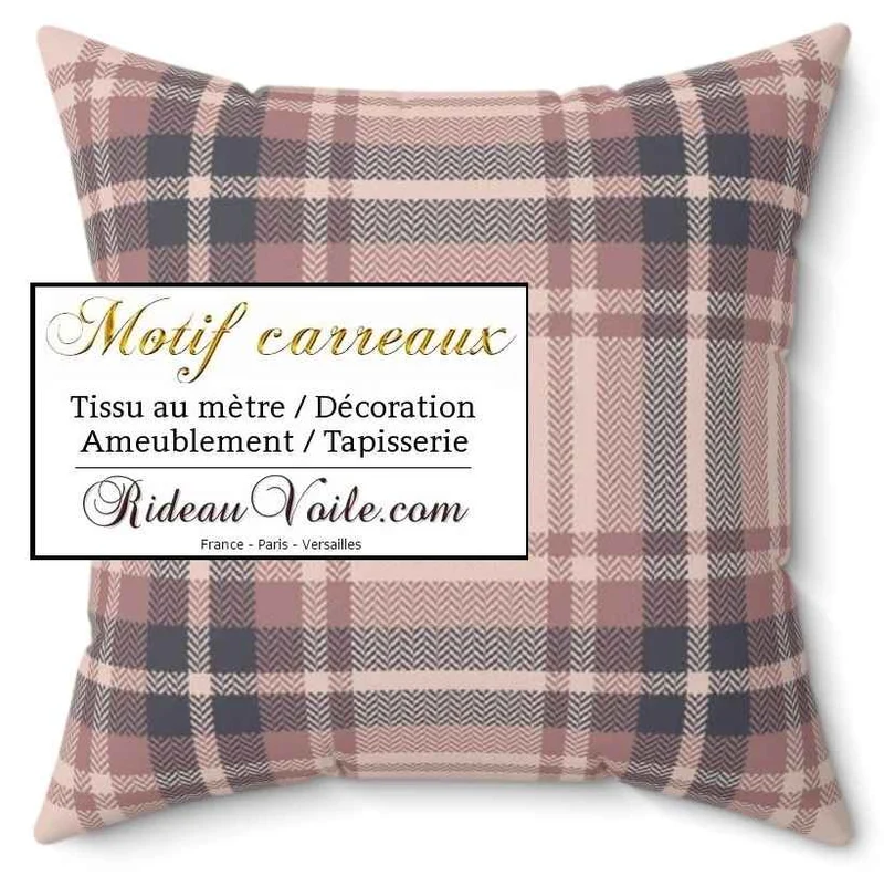 Tissu laine d'ameublement écossais tartan carreaux rose mètre rideau tapisserie