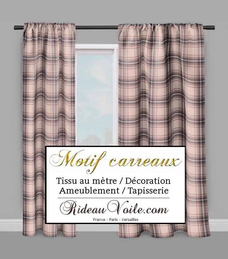 Tissu laine d'ameublement écossais tartan carreaux rose mètre rideau tapisserie