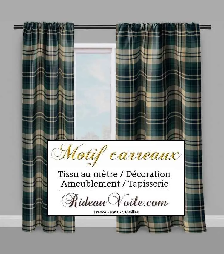Laine tissu d'ameublement écossais tartan carreaux vert mètre rideau tapisserie