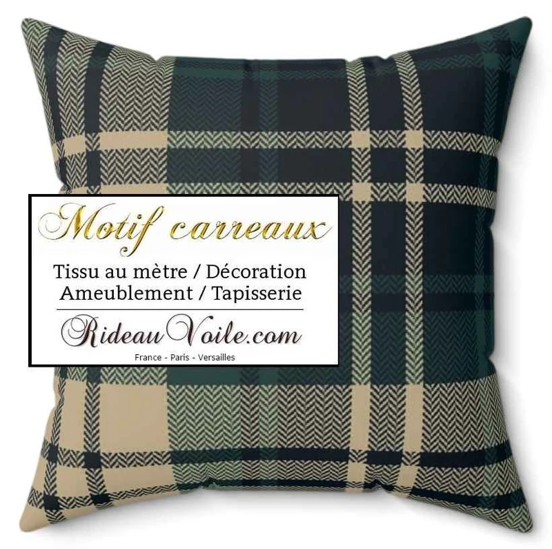 Laine tissu d'ameublement écossais tartan carreaux vert mètre rideau tapisserie